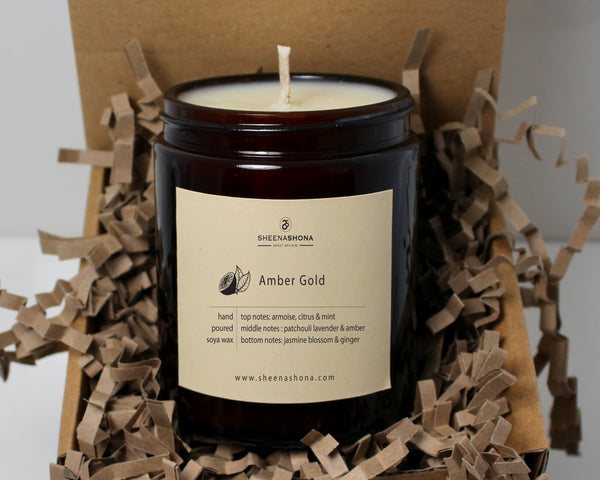 Amber Gold Soya Wax Apothecary Amber Jar Candle