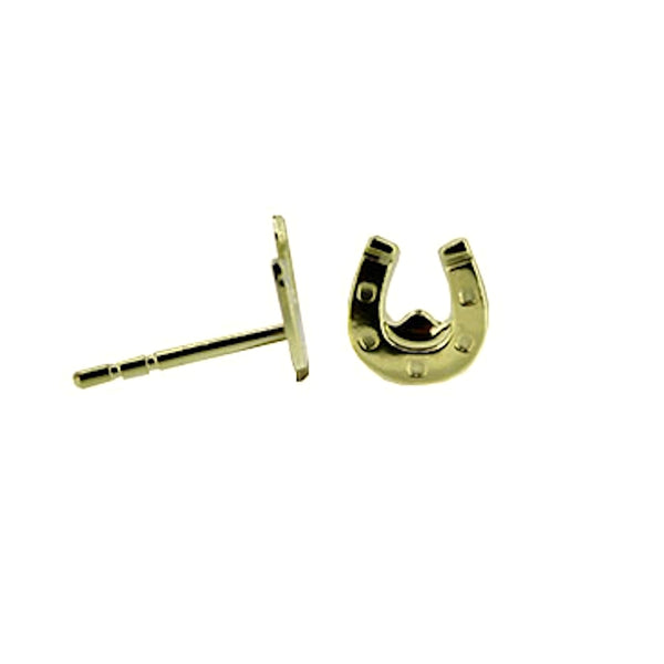 Yellow Gold Horseshoe Stud Earrings