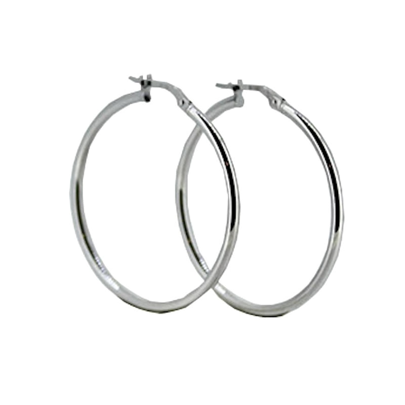 New Sterling Silver Rhodium Plated Large Hoop Earrings