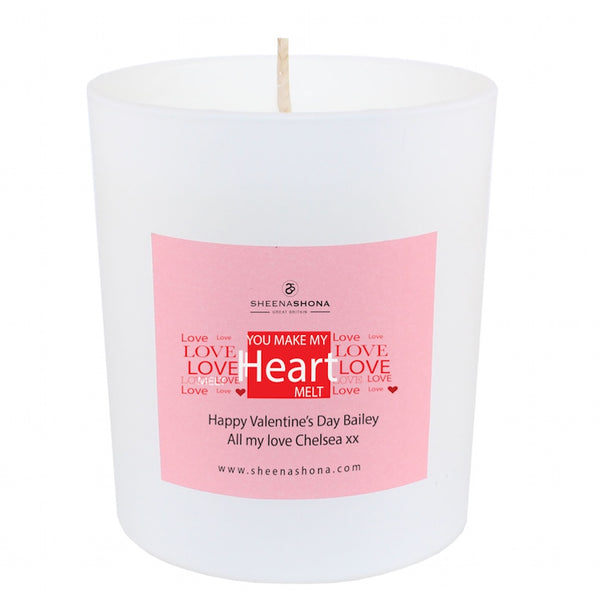 Valentine's 'You Make My Heart Melt' Personalised Luxury Soya Wax Gift Boxed Candle