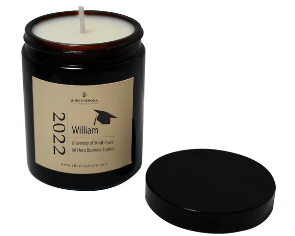 Graduation Year Personalised Soya Wax Amber Jar Candle