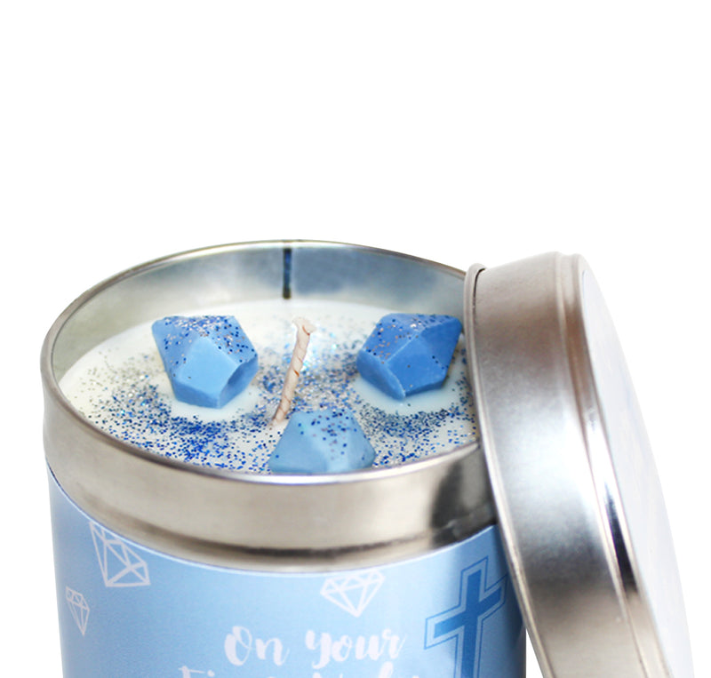 First Holy Communion Soya Wax Candle Tin (Blue)