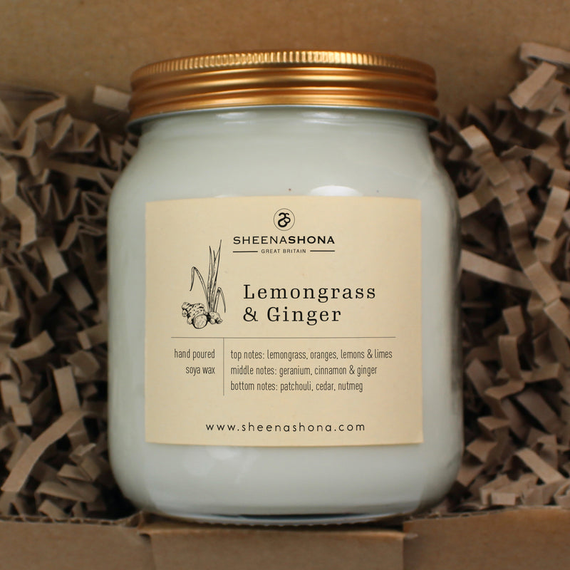 Lemongrass & Ginger Scented Soya Wax Honey Jar Candle