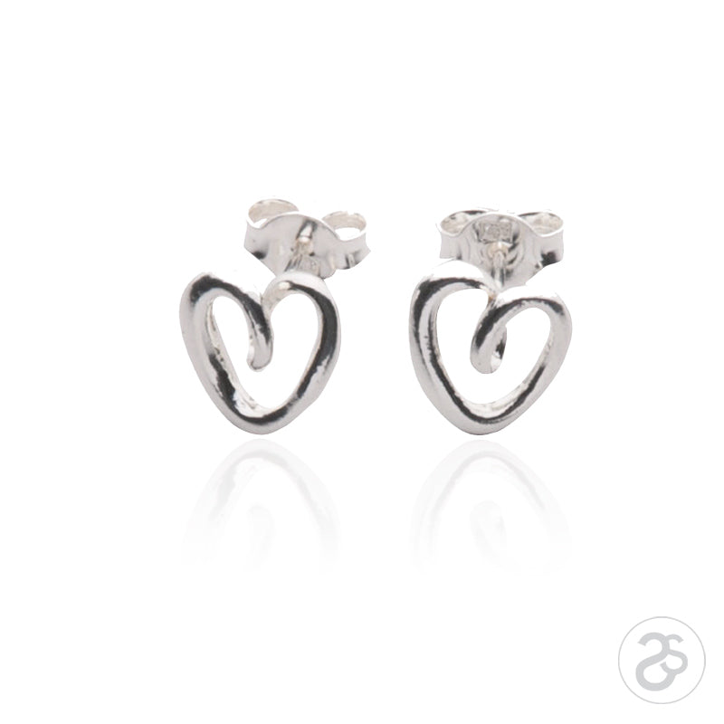 Sterling Silver Open Heart Stud Earrings