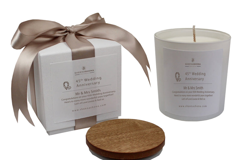 45th Year Sapphire Wedding Anniversary Luxury Candle